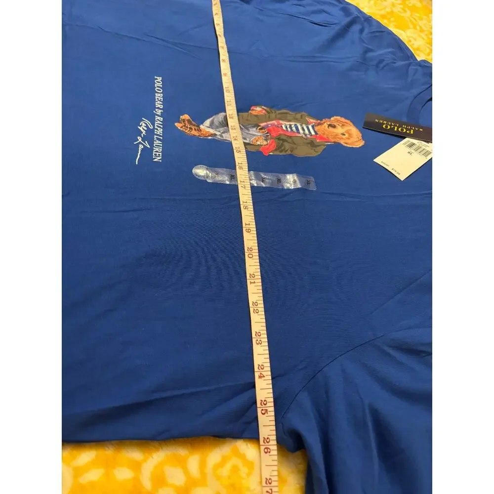 NWT Polo Ralph Lauren Men's XL Long Sleeve T-Shirt Blue Polo Bear Graphic